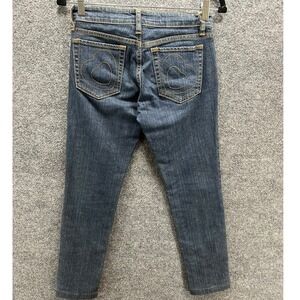 Forever 21 VTG Cotton Women Dark Wash Heart Embroidered Low Rise Jeans Sz 1